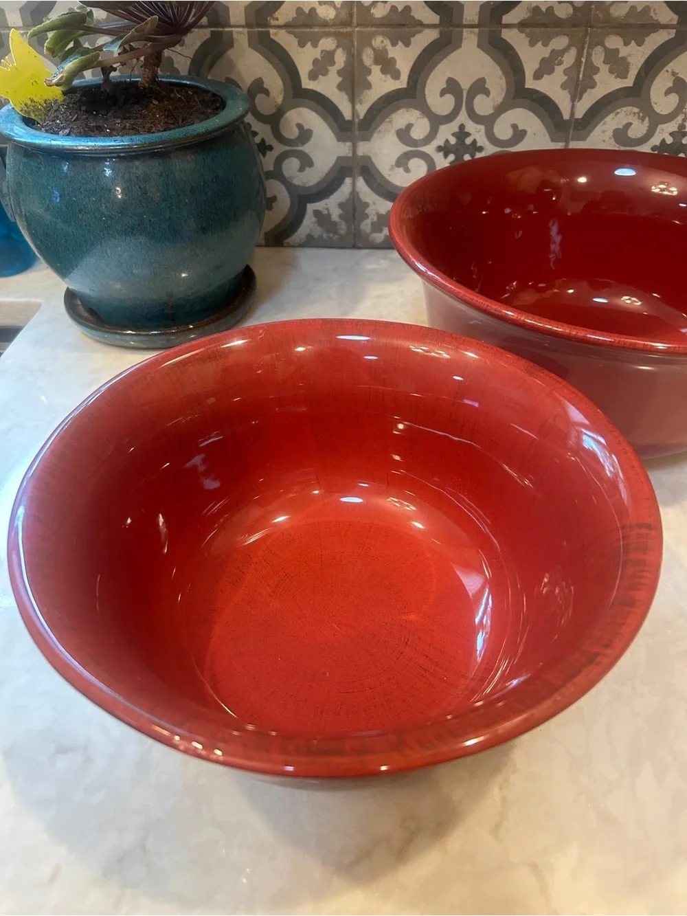 RARE- PIER 1 VTG DISCONTINUED MIXING BOWLS- SET OF 2-EUC